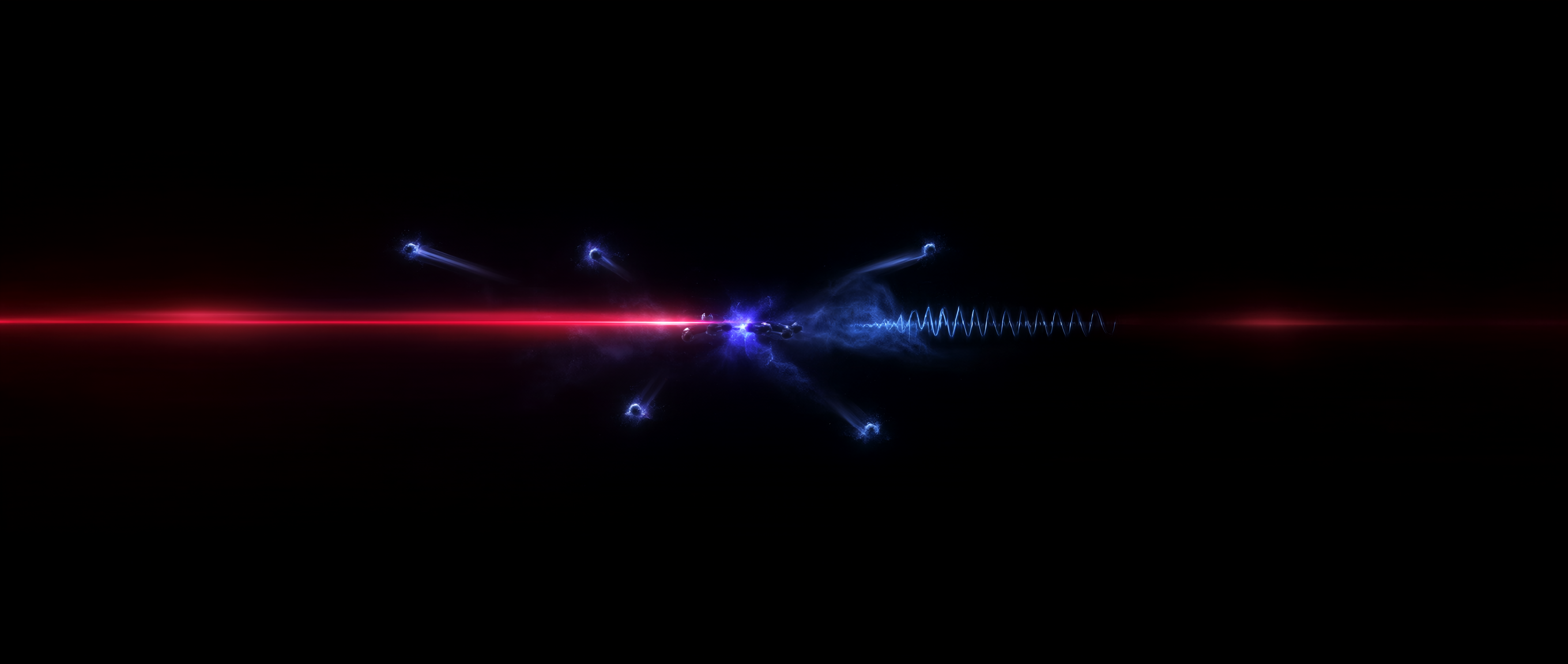 An AI-generated image illustrating an intense probe pulse ionizing and fragmenting a pumped molecule.